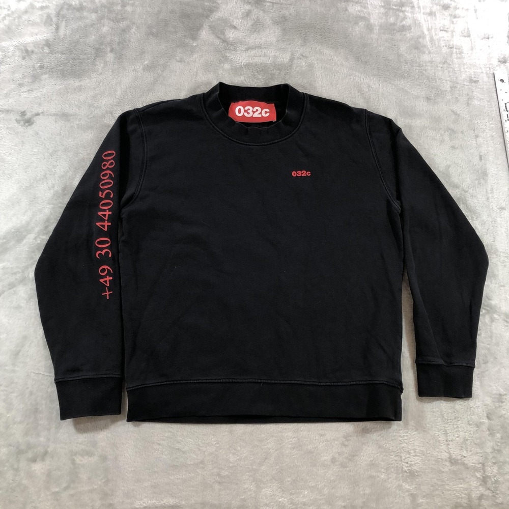 032c Sweatshirt Mens Small Black Workshop Religious Services Graphic Fleece